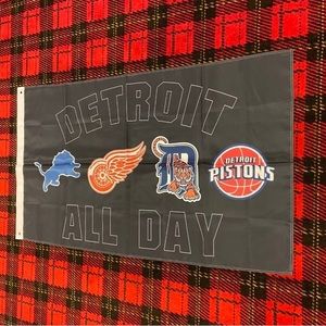 Brand new Detroit All Day banner flag